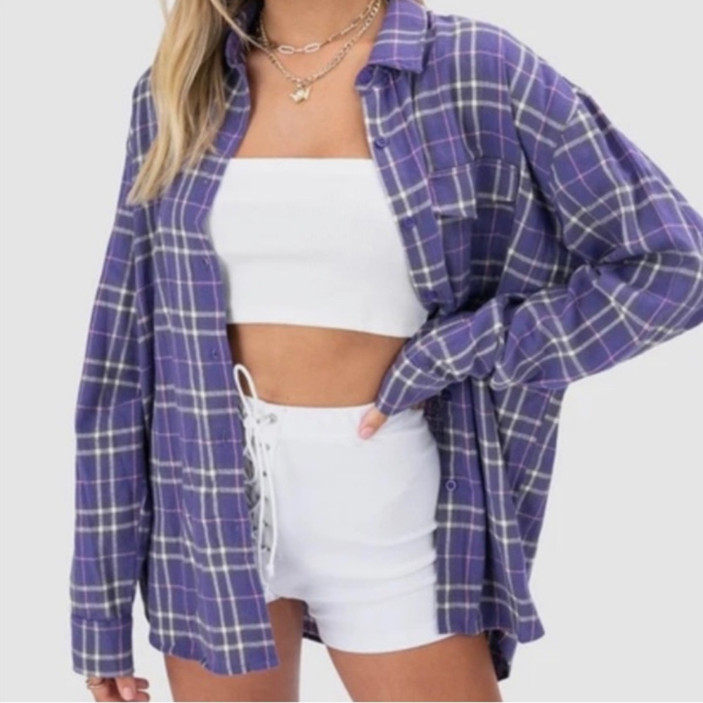 ADIKA Slash Oversize Plaid Shirt
